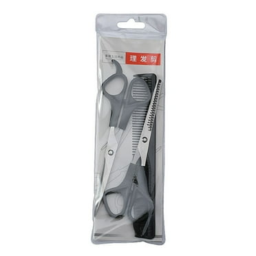 HHBEAUTY Black Stainless Steel Hair Cutting Shears Set, Thinning Scissor, Comb - Barber Kit for Women/Men/Kids
