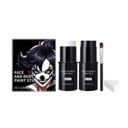 HHBEAUTY Black White Face Body Paint Stick Set,Waterproof Face Paint Stick for Adults and Kids,Clown White Makeup,Face Painting for Halloween SFX Skull Zombie Skeleton Goth Makeup