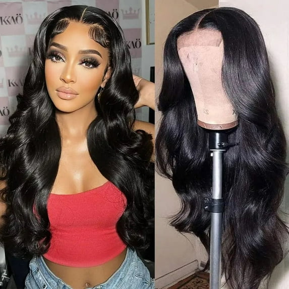 HHBEAUTY Body Wave Lace Front Wigs Human Hair for Black Women 4x4 Lace Closure Wigs Human Hair Pre Plucked 180% Density Brazilian Glueless Wigs Human Hair 18 Inch