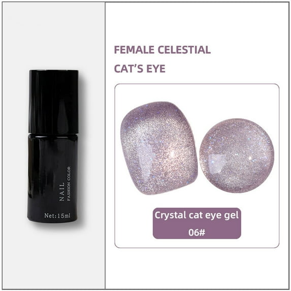HHBEAUTY Cat Eye Gel Nail Polish Nude Glitter Crystal Polish, Glass Sparkle Nail Polish Reflective Shimmer Translucent Jelly Color U V Gel Salon DIY at Home