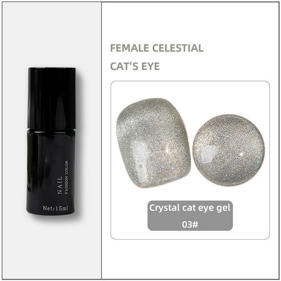 HHBEAUTY Cat Eye Gel Nail Polish Nude Glitter Crystal Polish, Glass Sparkle Nail Polish Reflective Shimmer Translucent Jelly Color U V Gel Salon DIY at Home