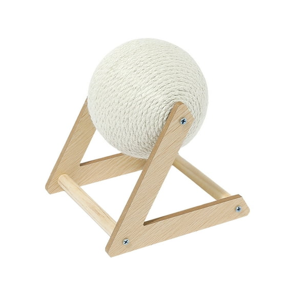 HHBEAUTY Cat Scratcher Toy, Natural Sisal Cat Scratching Ball, Cat Scratcher Toy with Ball, Scratching Ball for Cats and Kittens, Interactive Solid Wood Scratcher Pet Toy, Diameter 4.7 Inches
