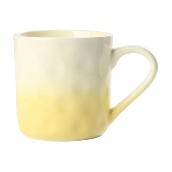 HHBEAUTY Ceramic Tea Cup Coffee Mug for Office and Home, Cream-style Ceramic Breakfast Cup, Hand Painted with Handles, Gradient Color Mug, Dishwasher Microwave Safe, Yellow