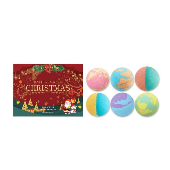 HHBEAUTY Christmas Bath Bombs - 6 Pack Organic Bath Bombs Gift Set, Great Relaxing Stress Relief Bubble Bath Fizzies Balls, Christmas Gifts for Family