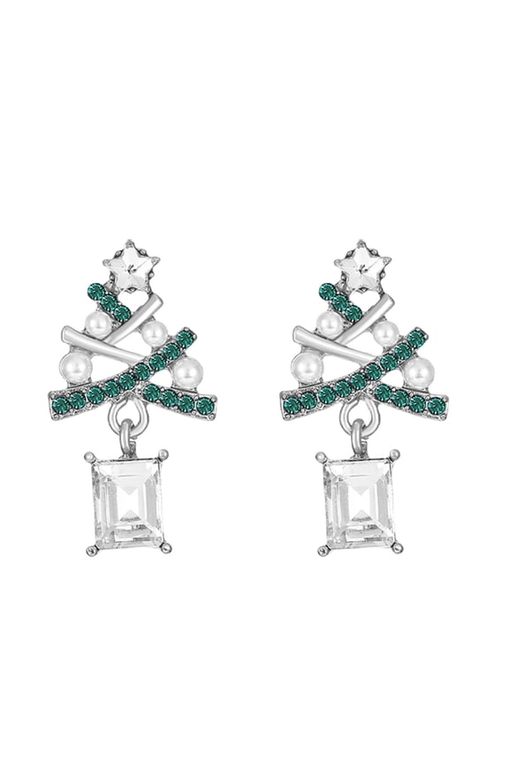 Christmas Earrings for Women - Christmas Tree Earrings, Glittery Holiday Drop Dangle Ear Rings for Women Ladies Charm Jewelry Gifts