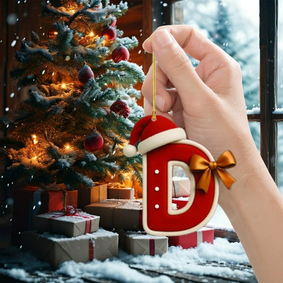 HHBEAUTY Christmas Ornaments for Tree Decorations, 26 Letter Decorative Hanging Christmas Alphabet Letters DIY Craft Ornaments for Christmas Tree, 2D Acrylic Christmas Tree Hanging Decor