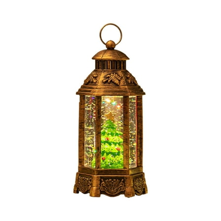 HHBEAUTY Christmas Snow Globe Lantern, Battery Operated Snowman with Christmas Tree Scene Glittering Hanging Water Lantern for Christmas Home Decoration Gift