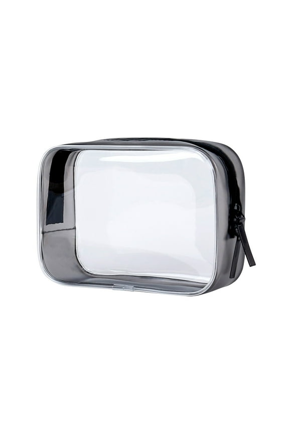 Clear Makeup Bag - Transparent Bag for Travel Size Toiletries for Bathroom and Vacation, Travel Clear Toiletry Bag Quart Size Bag, Carry on Airport Airline Compliant Bag, Black