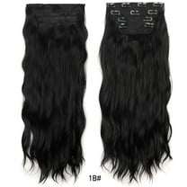 HHBEAUTY Clip in Hair Extensions Long Wavy 4PCS Thick Hairpieces Synthetic Highlight Hair Extensions Black/Brown//Gold Fiber Double Weft Natural 22 Inch for Women