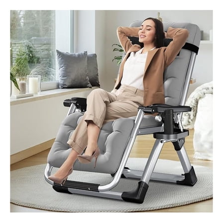 HHBEAUTY Comfy Folding Chair, Folding Lounge Chair for Bedroom and Living Room, Folding Reclining Patio Chairs with Removable Cushion for Indoor Outdoor