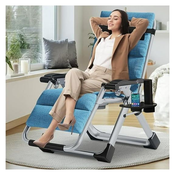 HHBEAUTY Comfy Folding Chair, Folding Lounge Chair for Bedroom and Living Room, Folding Reclining Patio Chairs with Removable Cushion for Indoor Outdoor