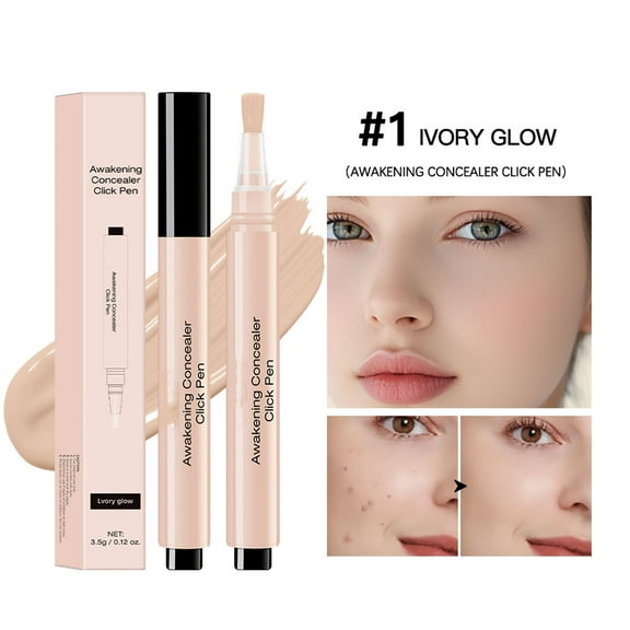 HHBEAUTY Concealer Click Pen, Lightweight Brightening Concealer Pen with Pro-Vitamin B5 & Vitamin E to Brighten Darkness & Dullness for a Natural, Radiant Highlight, Ivory