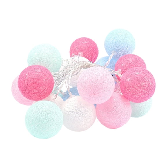 HHBEAUTY Cotton Ball String Lights 59" LEDs Battery Operated for Xmas Wedding Halloween Holiday Party Fairy Light, Room Tent Cottons Thread Light Strip