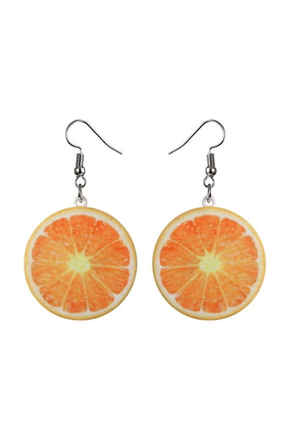 Creative Cute Simulation Fruits Dangle Drop Earrings, Lightweight Hypoallergenic Spring Summer Fashion Jewelry Gift, Orange Dangle Drop Earrings