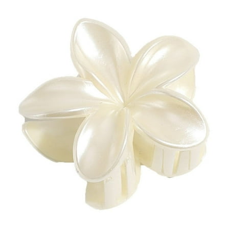 HHBEAUTY Cute Lily Flower Hair Claw Clips - Big Thick Scrunchie Hair Clips for Sweet Hairstyles - Strong Hold Jaw Clips and Accessories for Women & Girls (White)