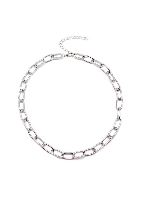 Dainty and Chunky Chain Link Paperclip Jewelry, Chunky Necklaces Punk Stainless Steel Alternative Industrial Collar Choker Link Chain For Men Women Jewelry, Silver