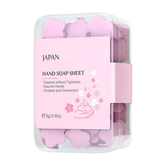 HHBEAUTY Disposable Cherryblossoms Flavored Soap TabletsMini Fresh Portable Disposable Petal Hand Wash Sheets, Dissolvable Hand Bath Soap, Suitable for Children and Adults, Outdoor, Travel, Camping
