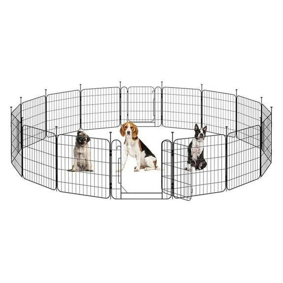 HHBEAUTY Dog Playpen for Puppy/Small Dogs, Foldable Pet Pen Expandable Fence with Door for Indoor/Outdoor Use, 24 inch 16 Panels