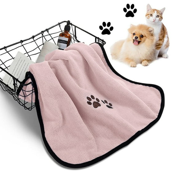 HHBEAUTY Dog Towels for Drying Dogs Large, Absorbent Microfiber Dogs Bath Towel, 31.5 x 15.75 Inch Soft Pet Grooming Towel, Dog Shower & Bath Supplies, Pink