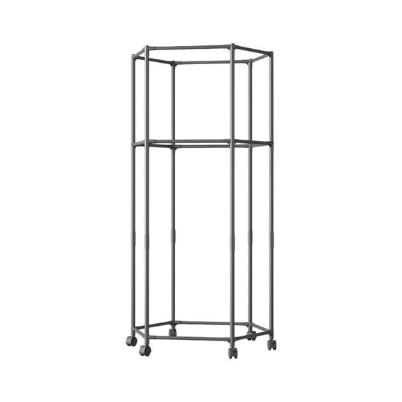 HHBEAUTY Double Layer Hexagonal Ring Floor-Standing Rotating Clothes Hanger, Movable, Nail-Free Installation, Multi-Functional Thickened Clothes Hanger, Suitable for Any Place