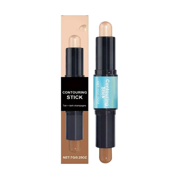 HHBEAUTY Dual-Ended Highlight & Contour Stick, Shimmer Cream Powder Face Shaping & Contouring Stick, Long Lasting & Waterproof Highlighters Makeup Stick, Blendable and Smooth for Women