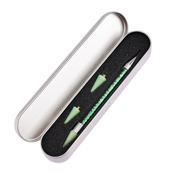 HHBEAUTY Dual-Ended Nail Rhinestone Picker Wax Tip Pencil Pick Up Applicator Dual Tips Dotting Pen Beads Gems Crystals Studs Picker with Acrylic Handle Manicure Nail Art Tool (Including Tool Box)