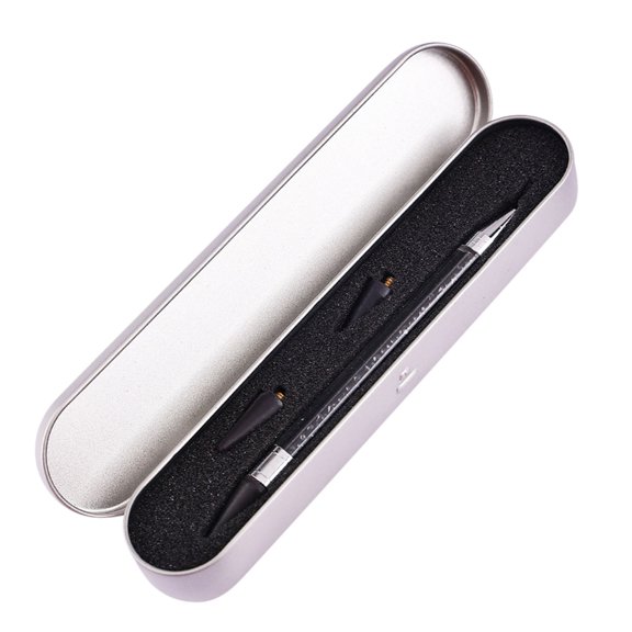 HHBEAUTY Dual-Ended Nail Rhinestone Picker Wax Tip Pencil Pick Up Applicator Dual Tips Dotting Pen Beads Gems Crystals Studs Picker with Acrylic Handle Manicure Nail Art Tool （Including Tool Box）