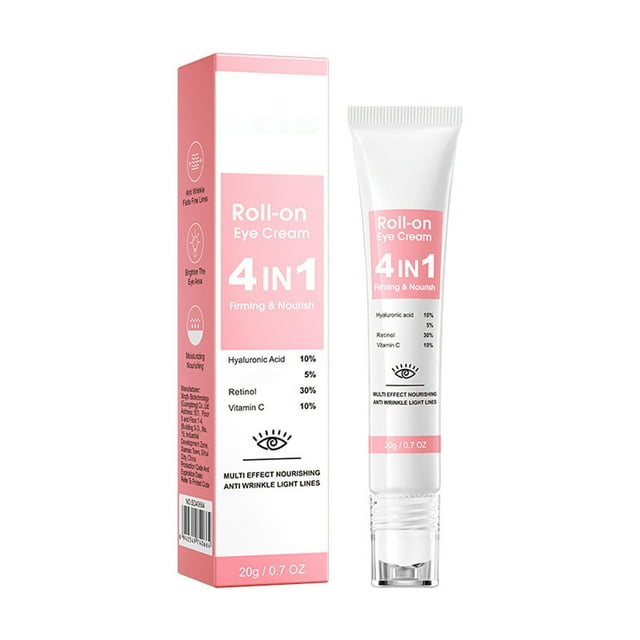 HHBEAUTY Eye Cream with Hyaluronic Acid, Nicotinamide, Retinol, Vitamin C for Puffy Eye Bags Fine Lines Dark Circles Wrinkles, Under Eye Cream with 360° Eye Roller Massage Ball