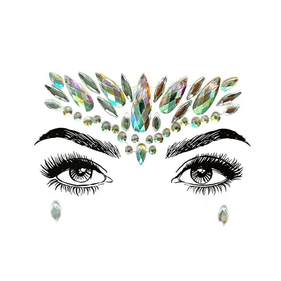 HHBEAUTY Face Gems Glitter, Rhinestone Face Glitter Stickers, Mermaid Face Jewels Stick On, Crystal Tears Gem Stones Eyes Face Body Temporary Tattoos Stickers for Birthday Party, Festival Makeup