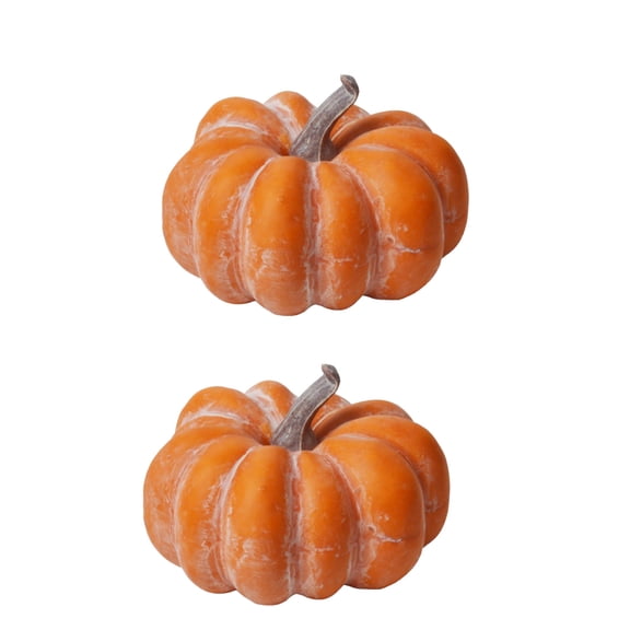 HHBEAUTY Fake Fruit Home House Kitchen Decoration Artificial Lifelike Simulation Foam Pumpkins Halloween Thanksgiving Day House Decoration - Set of 2 - Orange