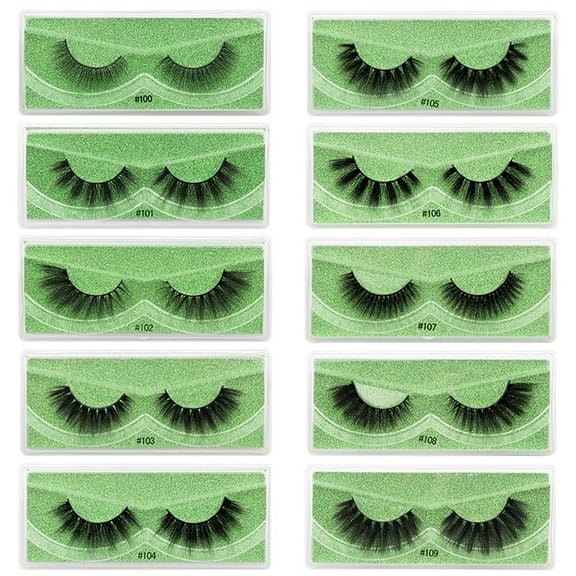 HHBEAUTY False Eyelashes, 10 Pairs Faux 3D Mink Lashes Natural Look Eyelashes Cat Eye Wispy Lashes Pack，10 Styles