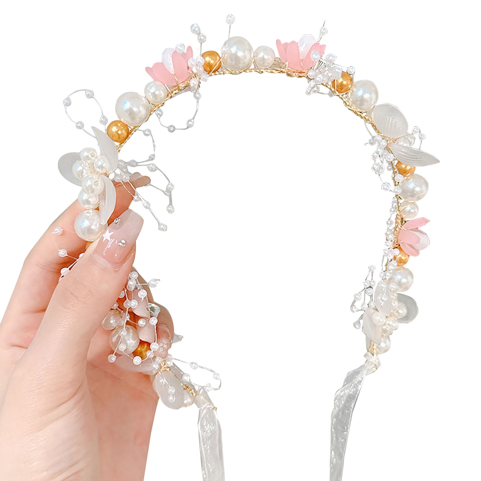 PRETTY  WEDDING PARTY PRINCESS SM HAIR ORNANMENT HHBEAUTY Flower Girl Princess Headpiece, Pearl Bridal Hair  main image 2
