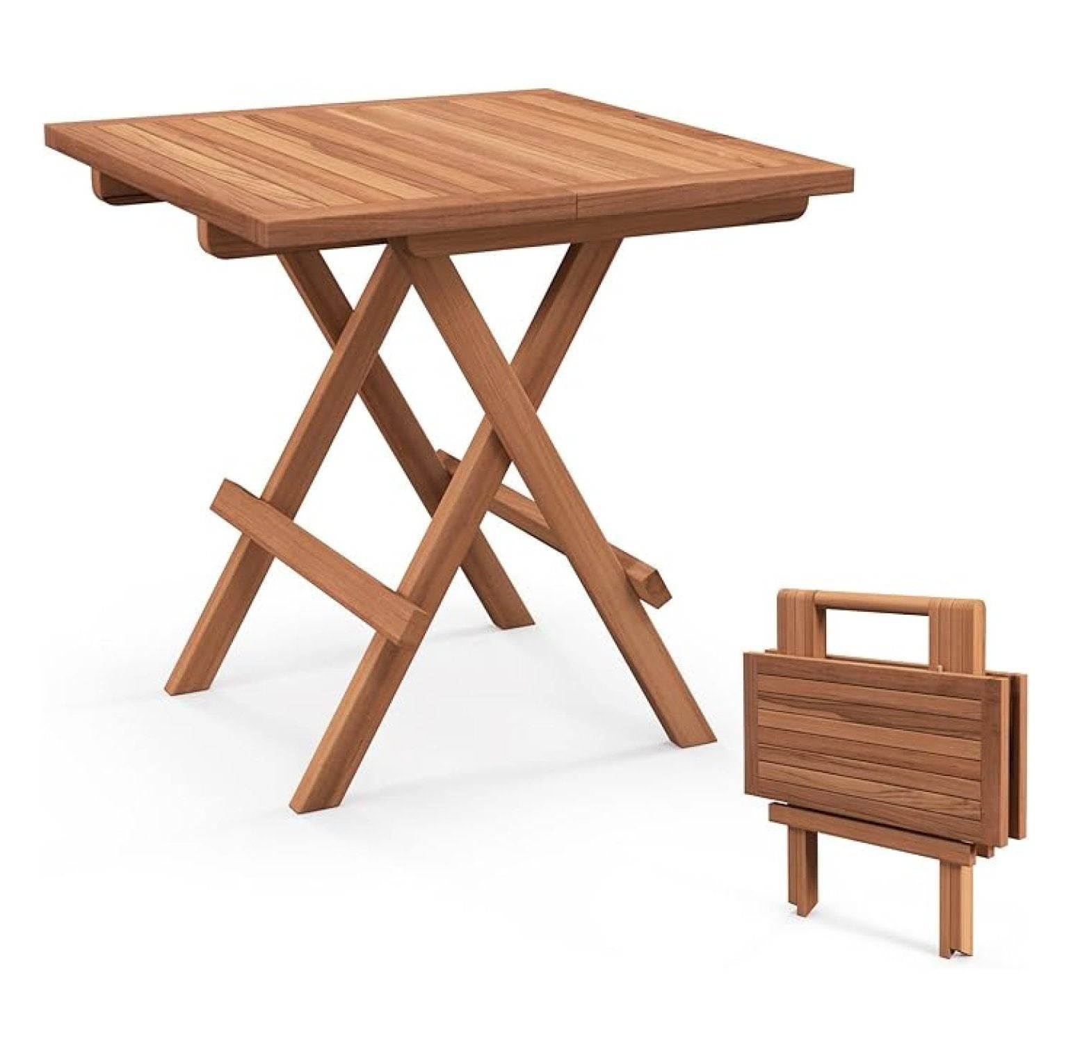 HHBEAUTY Folding Outdoor Side Table - Teak Wood End Table, Indoor ...