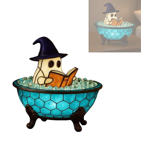 HHBEAUTY Ghost Bubble Bath Lamp, Halloween Bedside Lamp, Handmade Spooky Night Light for Spooky Decor,Ghost Night Light,Ghost-Themed Bathtub Accent Lamp