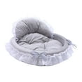 thumbnail image 1 of HHBEAUTY Gray Dog Bed Washable Princess Cat Couch Soft Plush Pet Sofa Nest Mat Snuggle Kitten Puppy Cave Beds Cute Cozy Kitten Doggy Kennel Cushion Small Medium Dogs Cats Sleeping Pad, 1 of 6