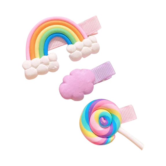 HHBEAUTY Hair Clip for Girls Set, Colorful Rainbow Barrettes, Cute Candy and Clouds for Kids' Stylish Hairstyles, For Toddlers Infant Girl Children Kids Gift (Purple)