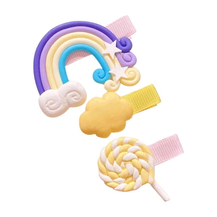 HHBEAUTY Hair Clip for Girls Set, Colorful Rainbow Barrettes, Cute Candy and Clouds for Kids' Stylish Hairstyles, For Toddlers Infant Girl Children Kids Gift （Yellow）