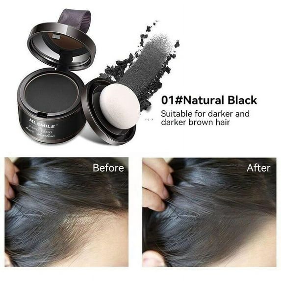 HHBEAUTY Hairline Powder - Root Touch Up Hair Color for Gray Coverage - Bald Spot Concealing Hair Powder for Women & Men - 48-Hour Stain-Proof, Black