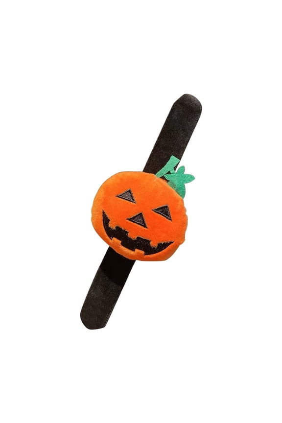 Halloween Bracelets for Women Orange Pumpkin Bracelet Plush Slap Bracelet Adorable Ghost Pumpkin Bangle for Party