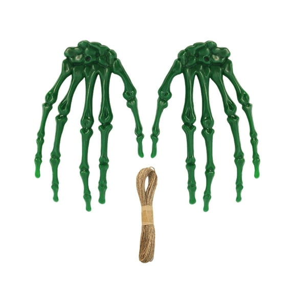 HHBEAUTY Halloween Decoration Outdoor Skeletons Hands,Realistic Life Size Plastic Skeleton Hand Arm,Scary Skeleton Arm Halloween Props for Outdoor Indoor Haunted House Graveyard Decor(2Hand,1Rope)