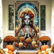 HHBEAUTY Halloween Decorations Door Cover Gothic Banner Day of The Dead Halloween Decorations for Home Party, 71×35"