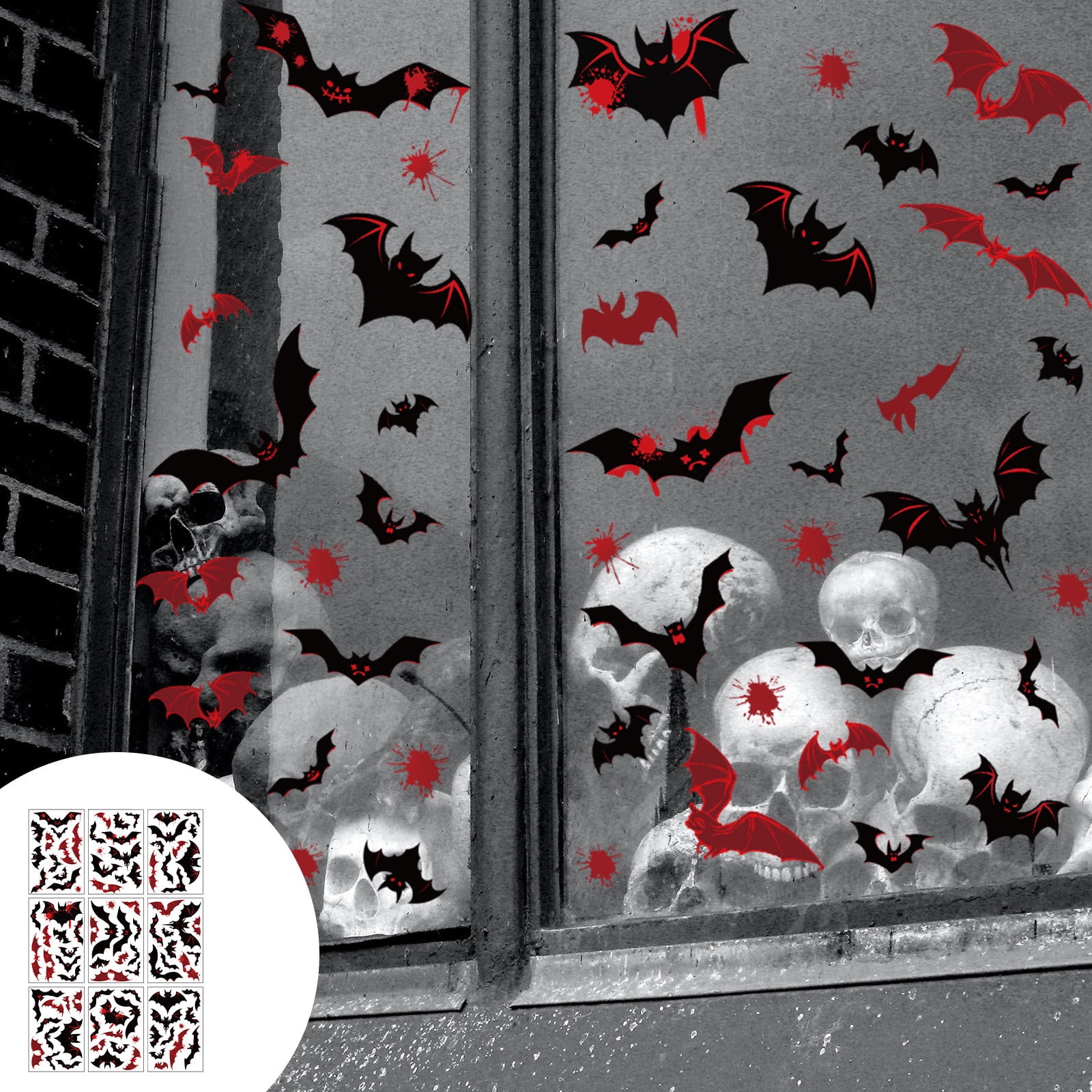 HHBEAUTY Halloween Decorations Window Clings 9 Sheet Halloween Bats hhbeauty-halloween-decorations-window-clings-9-sheet-halloween-bats