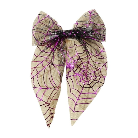 HHBEAUTY Halloween Hair Bows, Large Halloween Bat Hair Clip Ghost Spider Web Hair Barrette Halloween Bow Knot Hair Pins Accessories for Halloween Party Hair Accessories, Orange