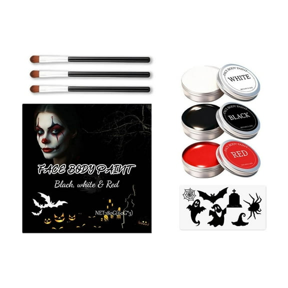 HHBEAUTY Halloween Make-Up Red White Black Body Colour, Skull Face Make Up Kit, Face Paint, Theatre Make-Up Set, Vampire Monster Zombie Makeup SFX Makeup