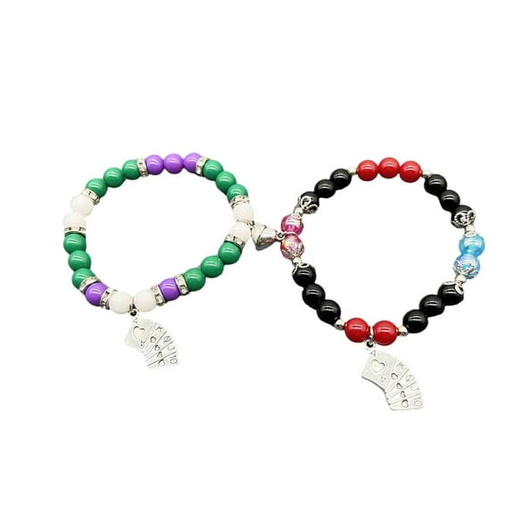 HHBEAUTY Halloween Spider Bracelet Couple Friendship Matching Promise Bracelet for Women Men Healing Energy Heart Stone Beaded Bracelet Stretch Spider Web Bracelet Charm Jewelry Gitfs 2Pcs/Set