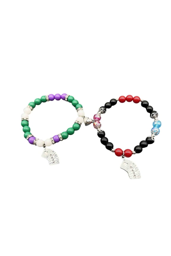 Halloween Spider Bracelet Couple Friendship Matching Promise Bracelet for Women Men Healing Energy Heart Stone Beaded Bracelet Stretch Spider Web Bracelet Charm Jewelry Gitfs 2Pcs/Set