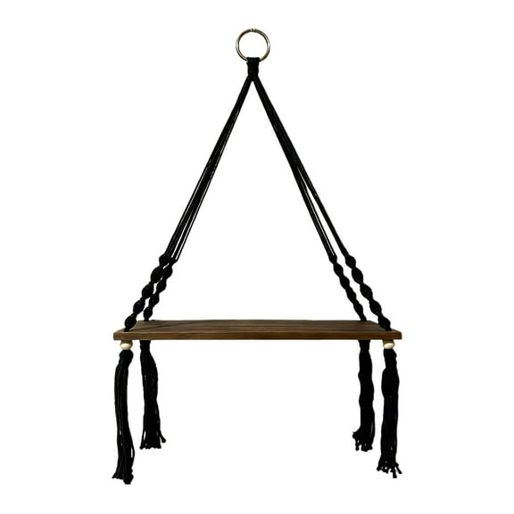 HHBEAUTY Handmade Macrame Wall Hanging Shelf, Tassel Boho Indoor Rope Plant Pot Basket Hanger Holder, Rope Plant Hanger for Wall Decor Indoor Outdoor