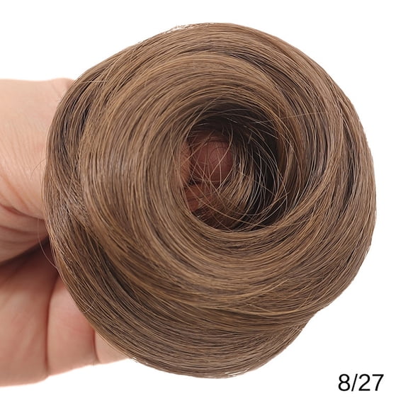 HHBEAUTY Human Hair Messy Bun, 100% Real Ponytail Hair Scrunchies, Natural Curly Chignon Fluffy Donut Updo, Hairpiece with Elastic Rubber Band for Women