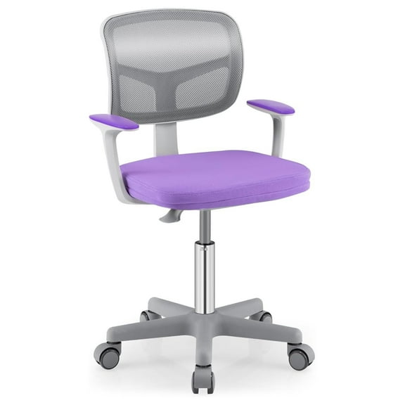 HHBEAUTY Kids Desk Chair, Children Computer Chair with Wheels and Y-Shaped Lumbar Support, Mesh Kids Office Chair, Height Adjustable Desk Chair for Girls Boys Aged 4-13, Purple