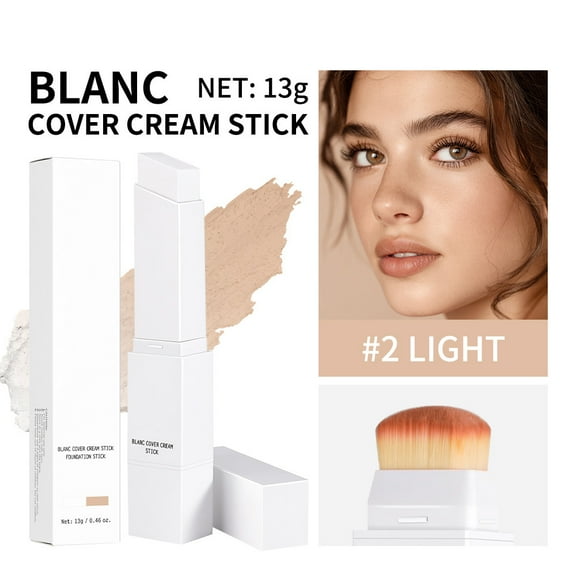 HHBEAUTY Korean Color-Changing Foundation Stick, Medium to Full Coverage Dewy Finish Base Makeup - Dual-Ended with Detachable Brush for a Flawless Look
